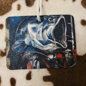 Bass Fish Flag Unscented Hanging Car Air Freshener Freshie